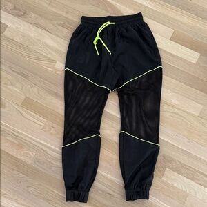 LF Black Joggers with Neon Yellow Trim and Mesh size small like new